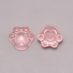Transparente Harzcabochons, mit Glitzerpulver, Katzenkralle, rosa, 16.5x16.5x8 mm