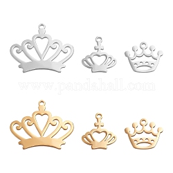 Benecreat 12pcs 6 colgantes de acero inoxidable estilo 201, corona, acero color oro y acero, 2 piezas / style