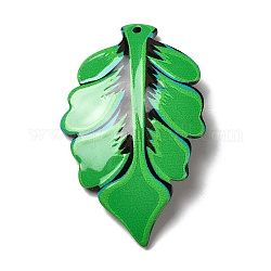 Непрозрачные акриловые подвески, очарование листа, зелёные, 56x35x2.5 мм, отверстие : 1.8 мм