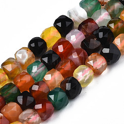 Chapelets de perles d'agate naturelle, facette, teinte, facette, cube, colorées, 5x5.5x5.5mm, Trou: 1mm, Environ 61~62 pcs/chapelet, 12.20 pouce ~ 12.40 pouces (31~31.5 cm)
