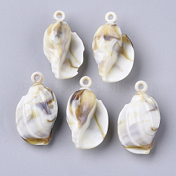 Ciondoli acrilico, stile gemstone imitato, shell cono, bianco floreale, 30x17.5x13mm, Foro: 1.6 mm, su 245 pc / 500 g.