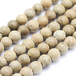 Brins de perles en bois de camphre naturel, ronde, teinte, 4~5mm, Trou: 1mm, Environ 98 pcs/chapelet, 15.55 pouce (39.5 cm)