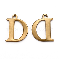 304 Stainless Steel Alphabet Charms, Antique Bronze, Letter.D, 12x9.5x1mm, Hole: 1mm