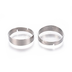 304 regolazioni dell'anello delle dita in acciaio inox, anello regolabile, colore acciaio inossidabile, formato 7, 17mm