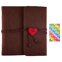 DIY Felt Scrapbook Photo Album, for Travel Graduation Self-adhesive Picture, with Heart Pattern Cloth Picture Stickers, Coffee, 230~235x250x35mm, 1pc