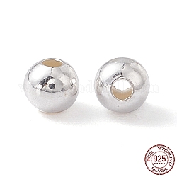 Perles séparateurs en argent sterling, rond sans soudure, couleur d'argent, 3mm, Trou: 1~1.2mm