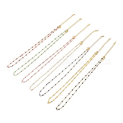 Collares de cadena de eslabones de 304 acero inoxidable, con broches de esmalte y de la garra de la langosta, dorado, color mezclado, 15.75 pulgada (40 cm)