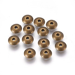Perles de séparateur de style tibétain , sans plomb et sans cadmium, plat rond, bronze antique, 6x2mm, Trou: 1.5mm
