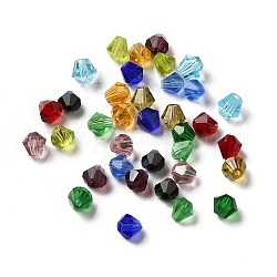Perle di cristallo austriache imitazione di vetro, sfaccettato, diamante, colore misto, 4x4mm, Foro: 0.7 mm