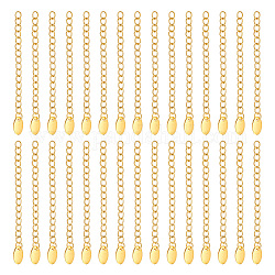Unicraftale 30Pcs Vacuum Plating 304 Stainless Steel Curb Chain Extender, End Chains with Oval Chain Tab, Golden, 58~68mm