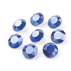 Apuntado hacia atrás & dorso plateado Diamante de imitación de cristal Cabujones, Grado A, estilo de imitación de jade, estilo moca, facetados, plano y redondo, capri azul, 8x4.5mm