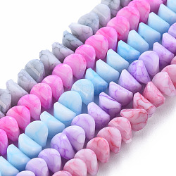 Opaque Baking Painted Crackle Glass Beads Strands, Half Round, Mixed Color, 8x8x5mm, Hole: 1mm, about 60pcs/strand, 11.42 inches(29cm)
