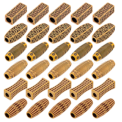 Dreadlocks-Flechtperlen aus Kunststoff, für das Haarstyling, oval-quadratisch & rechteckig & oval, rauchig, 30x10.5~11.5x10.5~11.5 mm, 120 Stück / Karton
