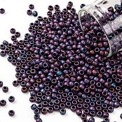 Cuentas de semillas redondas toho, Abalorios de la semilla japonés, (704) color mate andrómeda, 8/0, 3mm, agujero: 1 mm, aproximamente 1110 unidades / 50 g
