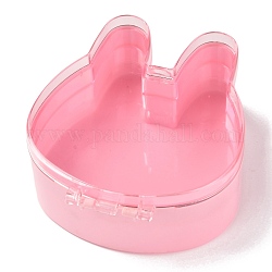 Kaninchen Plastik Schmuckschatullen, mit transparenter Abdeckung, rosa, 14.6x12.7x5.5 cm