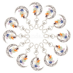 Arricraft 20 pz chakra tema pietre preziose naturali decorazioni ciondolo, con lega girevole aragosta fermagli artiglio, ciondolo luna in stile tibetano, 73mm