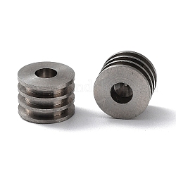 303 Stainless Steel Beads, Half Drilled, Grooved Column, Stainless Steel Color, 9x6mm, Hole: 2.5mm