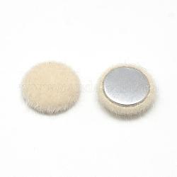 Cabochon ricoperti di pelliccia di visone, con bottone alluminio, mezzo tondo/cupola, beige, 15x5mm