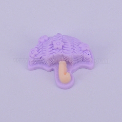 Cabochon en résine opaque givrée, parapluie, violet, 19.5x21.5x7.5mm