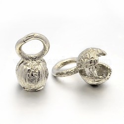 Bouts de perle en laiton, platine, 10~11x5mm, Trou: 3mm, diamètre intérieur: 2 mm