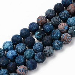 Fili di perline di turchese americano naturale, smerigliato, tinti e riscaldato, tondo, blu di Prussia, 8mm, Foro: 1 mm, circa 45~46pcs/filo, 15.16' (38.5 cm)