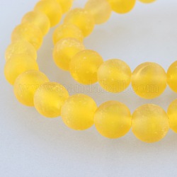 Frosted Lampwork Round Beads Strands, Gold, 10mm, Hole: 2mm, about 40pcs/strand, 14.2inch