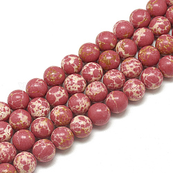 Fili di perle di diaspro imperiale sintetico, tinto, tondo, rosso ciliegia, 4mm, Foro: 0.5 mm,circa93~97pcs/filo, 14.76~15.35 pollici (37.5~39 cm)