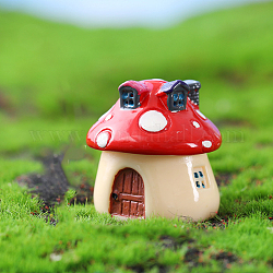 Mini-Pilzhausfiguren aus Kunstharz, Miniatur-Landschaftsdekoration, für Puppenstubenzubehör, Heimtextilien, rot, 42x42 mm