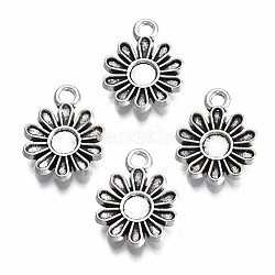 Tibetan Style Alloy Charm Settings for Enamel, Cadmium Free & Lead Free, Flower, Antique Silver, 15x11.5x2mm, Hole: 1.8mm, about 1350pcs/1000g