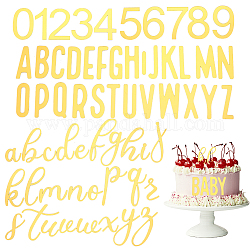 Dessus de gâteau effet miroir acrylique, chiffre et lettre.a~z, or, 25~83.5x6~58x1mm, 126 pièces / kit