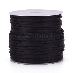 Filo di nylon, cordoncino in raso, per la fabbricazione di gioielli di perline, annodatura cinese, nero, 1mm, circa 32.8 iarde (30 m)/rotolo