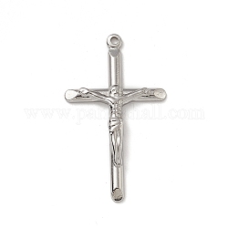 201 Stainless Steel Pendants, Crucifix Cross Charm, Stainless Steel Color, 44x26x3.5mm, Hole: 1.8mm