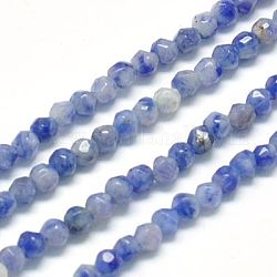 Природный содалит бисер нитей, граненые, круглые, синие, 2 мм, отверстие : 1 мм, около 185~200 шт / нитка, 15.4 дюйм
