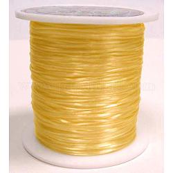 Cuerda de cristal elástica plana, Hilo de cuentas elástico, para hacer la pulsera elástica, teñido, oro, 0.8mm, alrededor de 65.61 yarda (60 m) / rollo