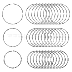 Unicraftale 30 pièces 3 style 304 connecteurs rapides en acier inoxydable, anneaux de liaison, ronde, couleur inoxydable, 17~21x1~1.3mm, diamètre intérieur: 15~18 mm, 10 pièces / style