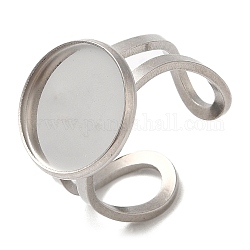 304 apprêt de manchette ouvert en acier inoxydable, supports de bague de tasse de lunette, plat rond, couleur inoxydable, diamètre intérieur: 18 mm, Plateau: 14 mm