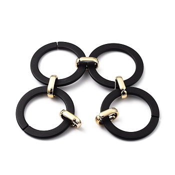 Handgefertigte sprühlackierte ccb kunststoffketten, Schwarz, ovale Ringe: 19x12x4.5 mm, runde Ringe: 44.5x3mm, ca. 39.37 Zoll (1m)/Strang