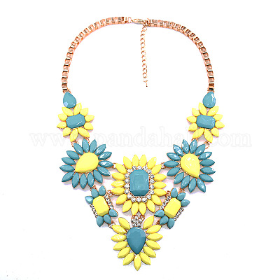 Ожерелья из сплава и стекла с цветком для женщин FS-WG917A1-04-1