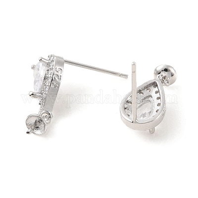 Серьга-гвоздик из латуни с микропаве из кубического циркония KK-C021-13P-1