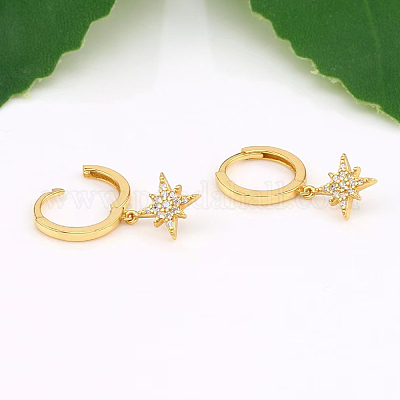 Элегантные серьги-кольца со звездой из стерлингового серебра DE4075-1-1