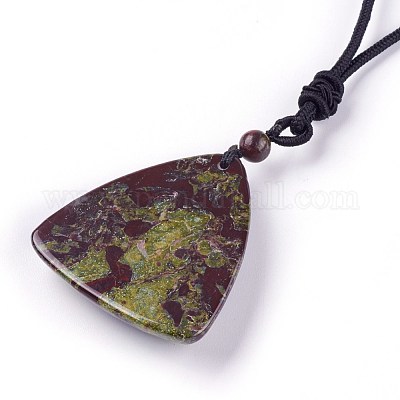 Регулируемые ожерелья с подвесками из натурального индийского камня крови NJEW-A125-D03-1