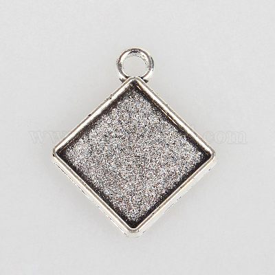 Старинные тибетском стиле сплава сеттинги ободок ромб подвеска кабошон TIBEP-O006-58AS-1