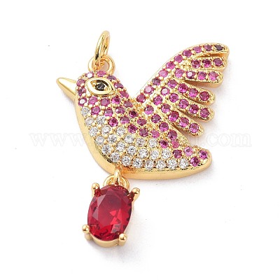 Настоящие 18к позолоченные латунные подвески с микропаве и кубическим цирконием KK-D004-27G-1