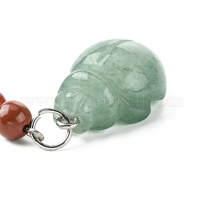 Брелок с изображением жука из натурального драгоценного камня KEYC-F040-10-1