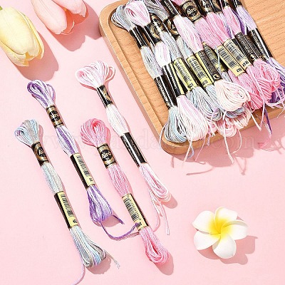 24 моток 4 цвета 6-слойная полиэфирная мулине для вышивания OCOR-FS0001-06-1