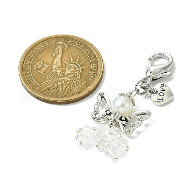 Подвесные украшения в виде крыльев ангела из стекла и сплава HJEW-MZ00134-1