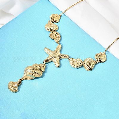 Подвеска в форме морской звезды из нержавеющей стали 304 NJEW-A063-15G-1