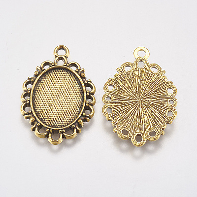 Сеттинги для кулона ( кабошона ) тибетского стиля TIBE-A19753-AG-LF-1