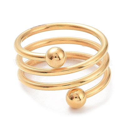 Ионное покрытие (ip) 304 нержавеющая сталь проволочная обмотка спиральные манжетные кольца RJEW-K244-08G-1