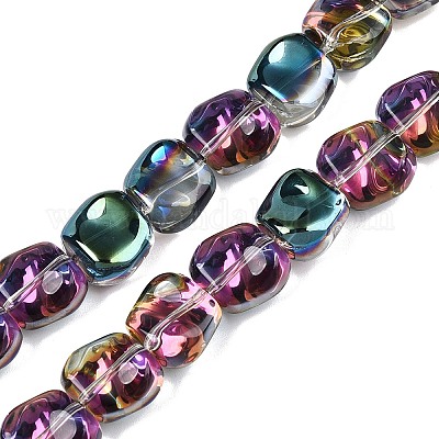 Стеклянные бусины с гальваническим покрытием  EGLA-N012-07V-1